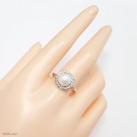 טבעת מכסף משובצת פנינה לבנה וזרקונים RG9094 | תכשיטי כסף 925 | טבעות עם פנינה