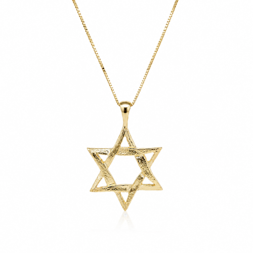 שרשרת זהב לגבר עם תליון מגן דוד בעיצוב מיוחד 14 קראט