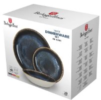סט כלי אוכל פורצלן 18 חלקים Berlinger Haus Deep Sea BH10301 – קופסת המוצר הלבנה מציגה איור של שתי צלחות כחולות כהות