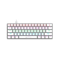 מקלדת מכנית חוטית צבע לבן Miracase MMCK100 RGB – Type-C מקלדת לבנה עם תאורת RGB וכבל מחובר על רקע לבן