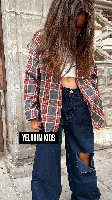 חולצה משבצות אוברסייז