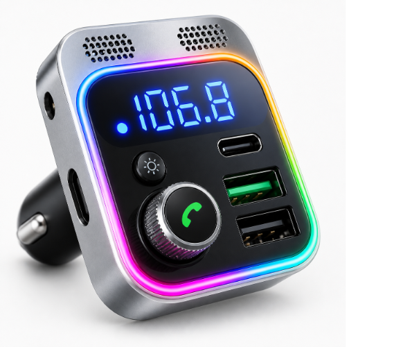 משדר FM לרכב Bluetooth A9 עם דיבורית וטעינה מהירה