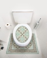 עיצוב איזור האסלה – מדבקה (39 ₪) שטיחון (88 ₪) סט (119 ₪) פושקר  TIVA DESIGN