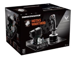 בקר טיסה ומצערת Thrustmaster HOTAS Warthog PC – פריט בודד קופסת המוצר השחורה מציגה את מערכת השליטה על רקע לבן