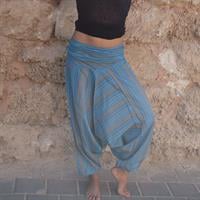 מכנסי אלאדין פסים תכלת מכותנה נפאלית