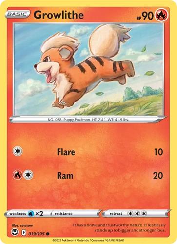 קלף בודד single פוקימון - growlithe - Silver Tempest - 019/195