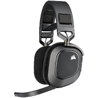אוזניות גיימינג אלחוטיות עם שמע מרחבי CORSAIR HS80 RGB WIRELESS PREMIUM GAMING HEADSET - אפור