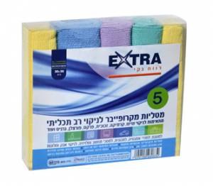 אקסטרא מטלית מיקרופייבר 5Xלניקוי באריזת PVC מארז של 24 יח'