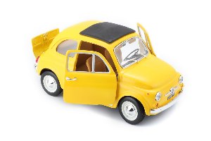 דגם מכונית בוראגו פיאט 500F צהוב 1/24 Bburago Fiat 500F 1965