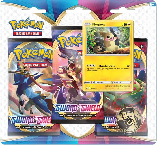 קלפי פוקימון בליסטר 3 בוסטרים Pokémon TCG: Sword & Shield 3 Booster Blister Pack - Morpeko