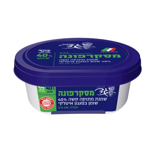 מסקרפונה שמנת מתוקה קשה 40%, 250 גרם