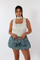 גופיית סריג כפתורים MB לבן