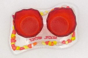 פמוטים אדומים לשבת בדוגמת פסיפס