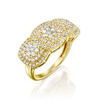 טבעת יהלומי השלווה משובצת 1 קראט יהלומים בזהב לבן או צהוב