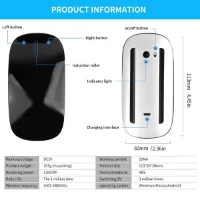 עכבר 5.0 Laptop Ipad Apple Style Wireless Bluetooth בצבע שחור/לבן