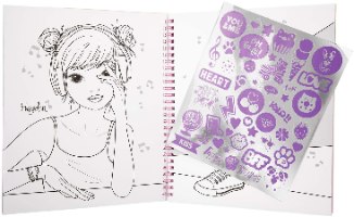 חוברת טופ מודל צביעה מדבקות ונצנצים Coloring Book TopModel