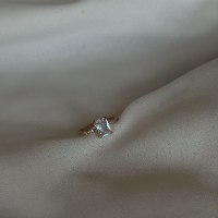 טבעת נוי משובצת | טבעת רוז גולד| טבעת מלבן