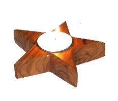 פמוט עשוי עץ זית בצורת כוכב