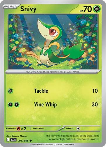 קלף בודד single פוקימון - snivy - Black Bolt - 001/086
