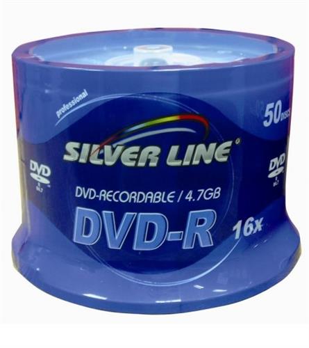 דיסקים לצריבה Silver Line DVD-R x16 4.7GB Media 50-Pack