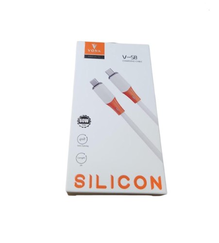 כבל סליקון 1 מטר , 60W  ,type c ,כניסת  type c