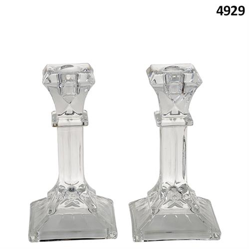 זוג פמוטים זכוכית קריסטל מרובעים בגובה 16cm דגם 4929