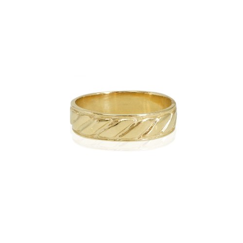 טבעת נישואים רחבה פסי זהב אלכסונים