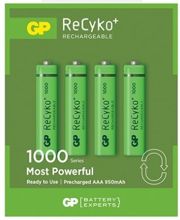 4 סוללות AAA נטענות 1000mAh GP Recyko ריסייקו