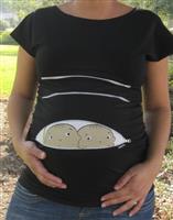 חולצת הריון תאומים מציצים מתוך רוכסן דגם חדש וייחודי ורוד פוקסיה