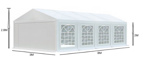 אוהל לאירועים 3X8 פרמיום PVC חזק במיוחד TENT-PRO