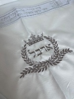 טלית קטן אקרילן 105x30 ס"מ פסים לבן וכחול