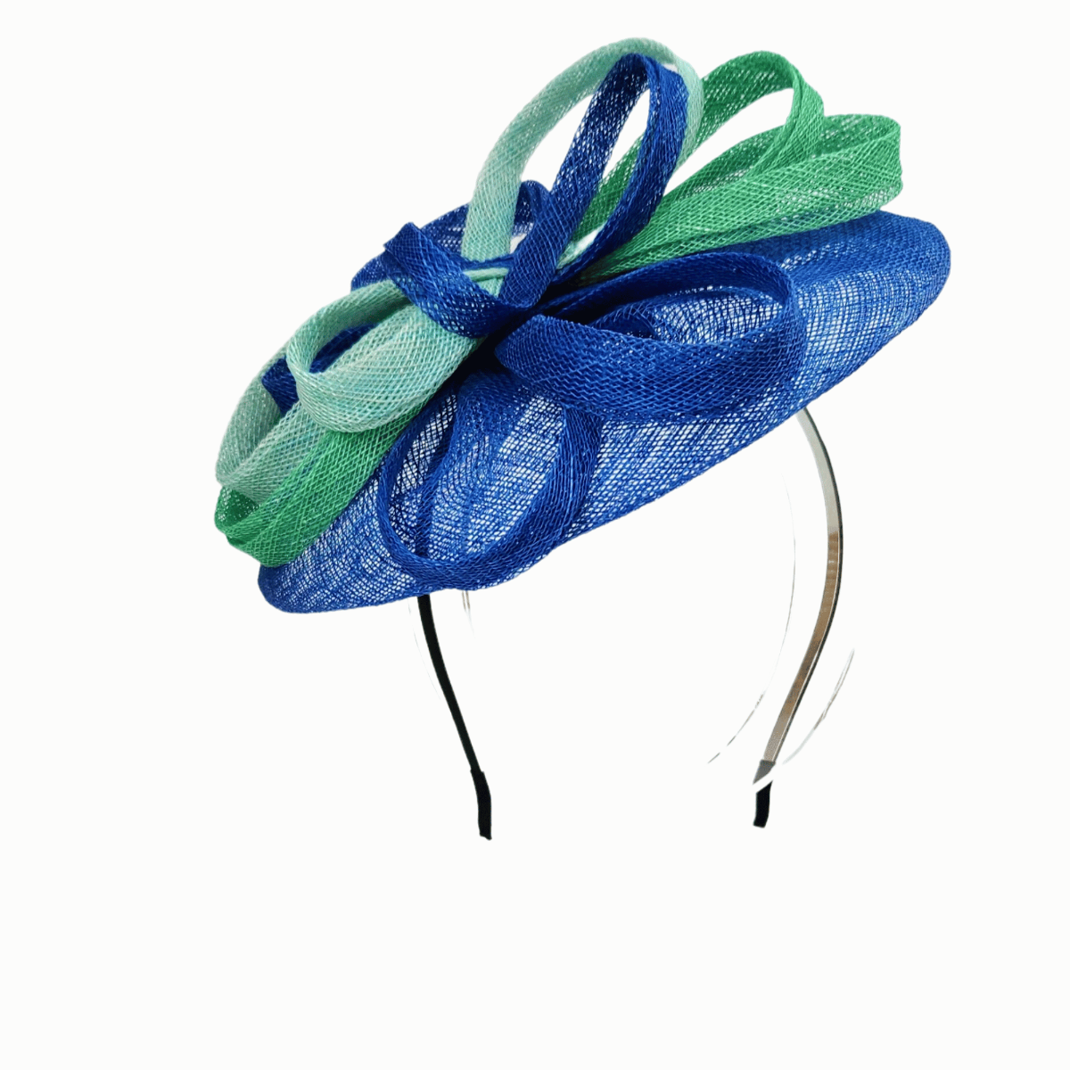 כובע אלגנטי מעוצב על קשת - דגם צדף כחול ירוק