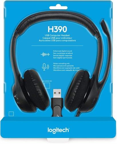 אוזניות ומיקרופון Logitech H390 USB Headphones Black