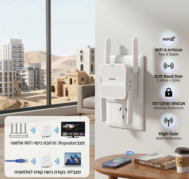 מגדיל טווח WiFi 6