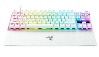 מקלדת גיימינג מכנית חוטית צבע לבן Razer Huntsman V3 Pro Tenkeyless – חוטית לבנה עם תאורת RGB ומשענת פרק כף יד