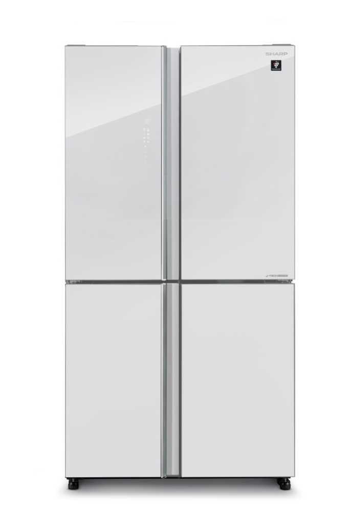 מקרר 4 דלתות 572 ליטר Sharp דגם SJ-8960-WH זכוכית לבנה גלאט שארפ