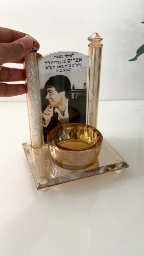 מעמד קריסטל עם אבנים שקופות- זהב- לנר נשמה יחיד