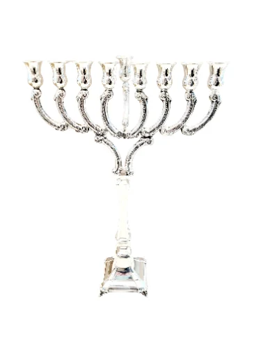 חנוכיה מכסף טהור דגם p4 חלק - דגם חדש!