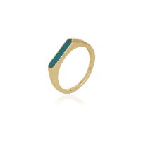 טבעת חותם זהב אמייל כחול