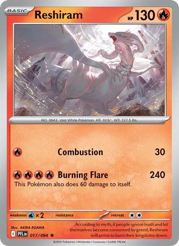 קלף בודד single פוקימון - reshiram - Phantasmal Flames - 017/094