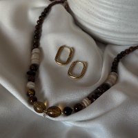 שרשרת חרוזים אלאנה | שרשרת חרוזים חומים