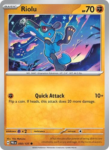 קלף בודד single פוקימון - riolu - Prismatic Evolutions - 050/131