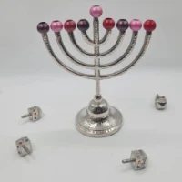 חנוכייה מעוצבת אלומיניום דגם חרוזים