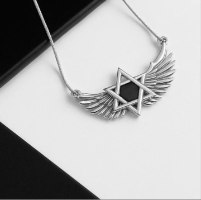שרשרת כנפי כסף עם ננו תנ"ך. כל התנ״ך ממוזער בטכנולוגיית ננו