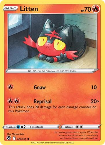 קלף בודד single פוקימון - litten - Silver Tempest - 030/195