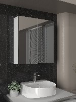 ארון אמבטיה מעוצב ברוחב 60 ס"מ דגם fresh, הכולל מראה רחבה בכיסוי מלא, שטח אחסון פנימי נוח וחלוקה חכמה לחפצי רחצה וטואלטיקה, העשוי מחומרים עמידים בלחות למראה אלגנטי ועל-זמני