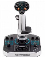 זוג בקרי טיסה Thrustmaster Sol-R 2 HOSAS Space Sim Duo PC – בקר טיסה בודד בצבע לבן ושחור עם כפתורים מוארים בכחול