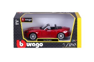 דגם מכונית בוראגו פיאט 124 ספיידר אדום Bburago Fiat 124 Spider 1/24