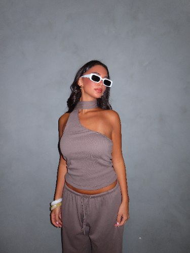 ONE SHOLDER TOP- MOCA