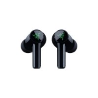 אוזניות גיימינג אלחוטיות Razer Hammerhead V3 HyperSpeed – Bluetooth שתי אוזניות שחורות עם לוגו Razer ירוק על רקע לבן